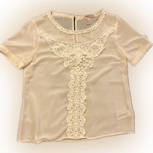Womens Cream XS Blouse